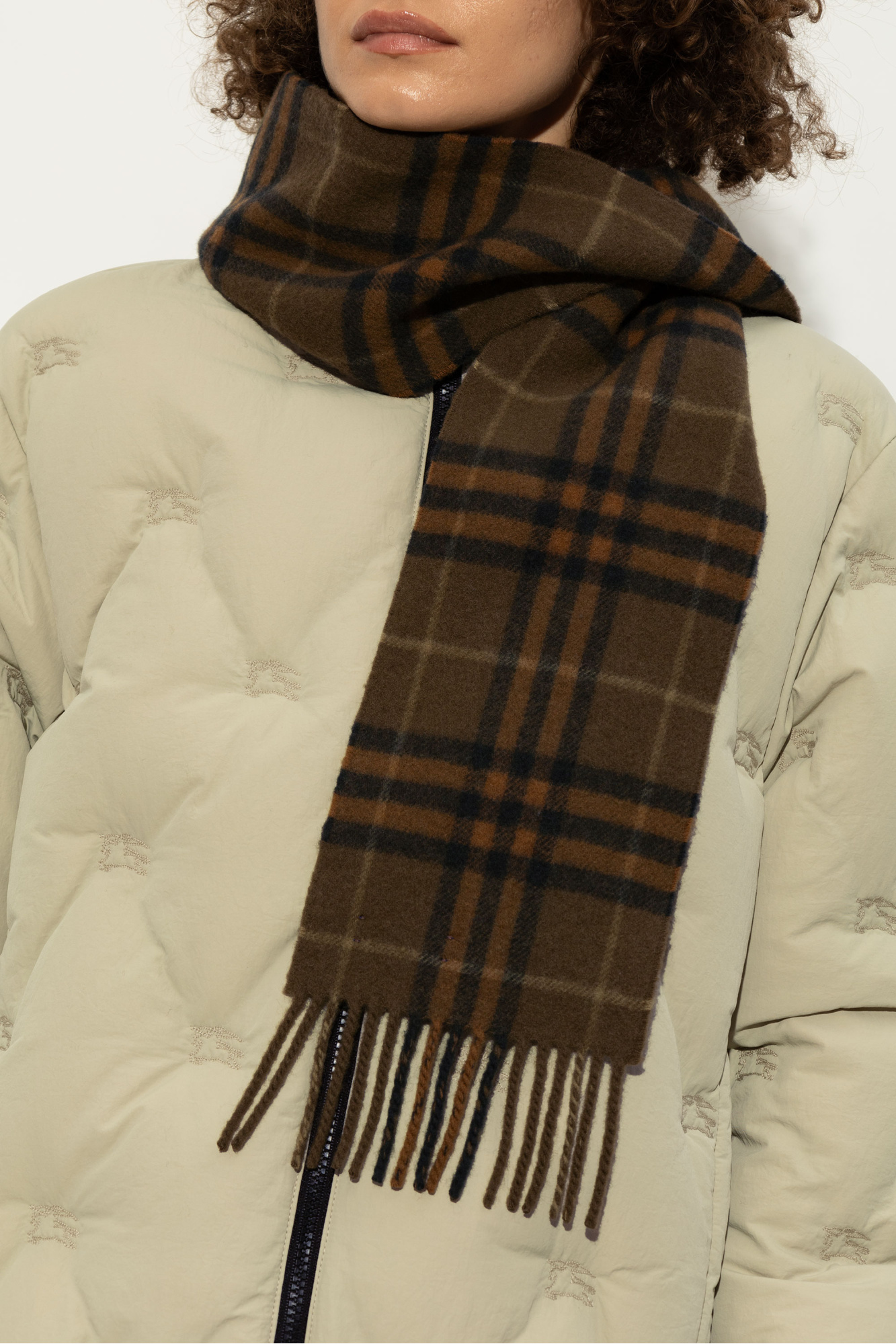 Brown Scarf with check pattern Burberry Vitkac GB